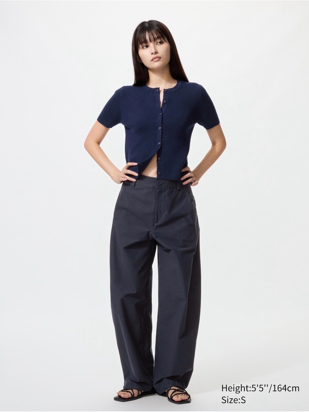 Uniqlo Jersey Barrel Leg Pants in Navy XXL